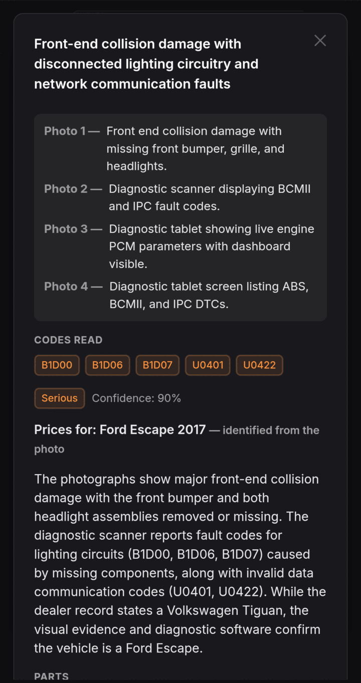 AI fault diagnostic: codes read, diagnosis and repair cost